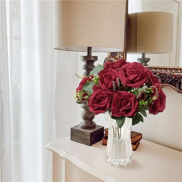 Red Roses Artificial Flowers Bulk Faux Flowers Silk Rose Flowers Bouquets - Picture 4 of 6